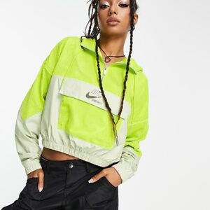 Nike oversized mesh half-zip hooded jacket in lime